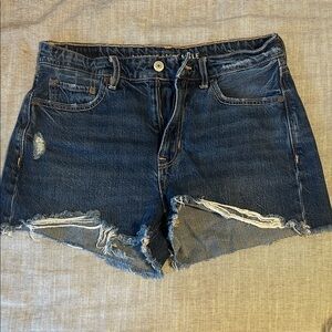 American Eagle Outfitters Dark Blue Distressed Jean Shorts